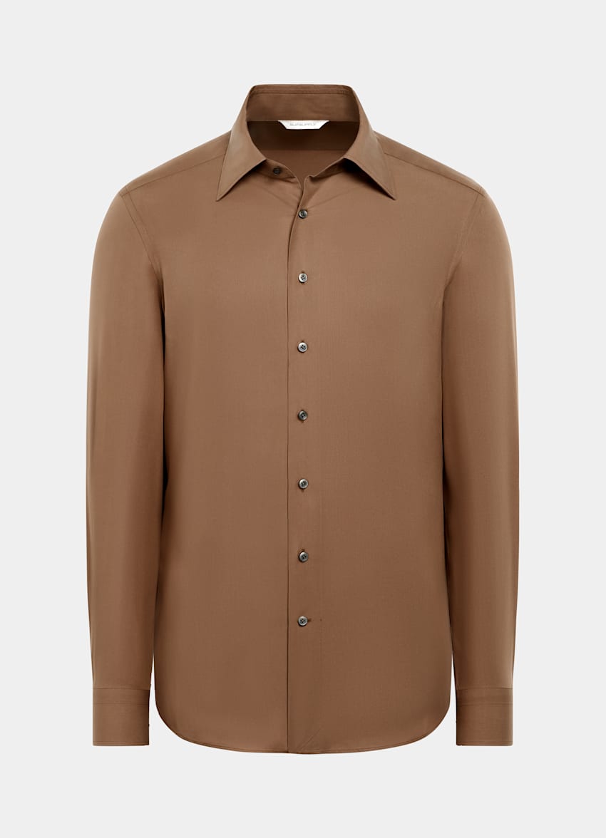 SUITSUPPLY Lyocell by Sidogras, Spain Mid Brown Lyocell Shirt