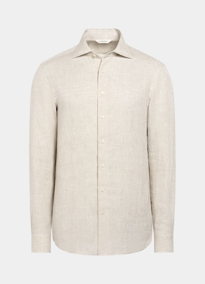 SUITSUPPLY Pure Linen by Albini, Italy Sand Linen Shirt
