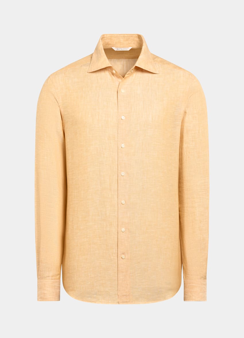 SUITSUPPLY Pure Linen by Albini, Italy Orange Linen Shirt
