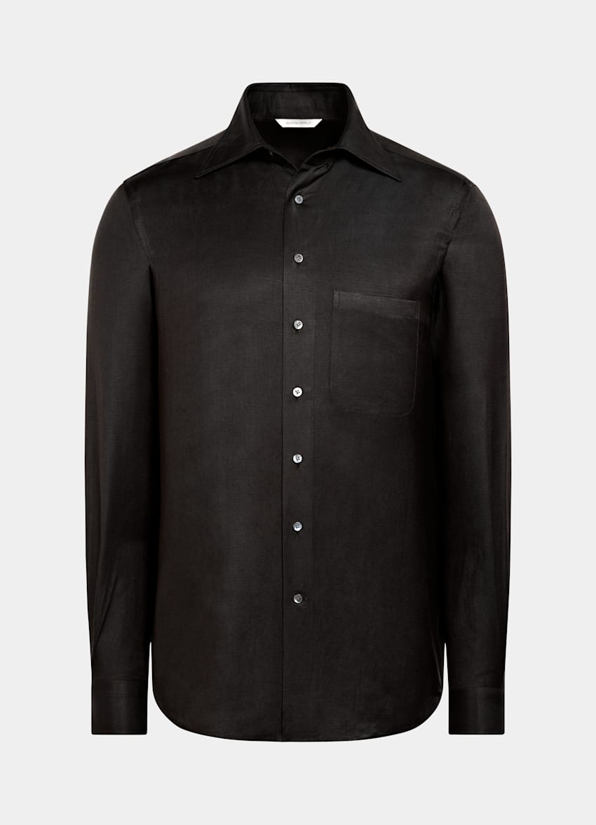 SUITSUPPLY Linen Silk by Beste, Italy Dark Brown Linen Silk Overshirt