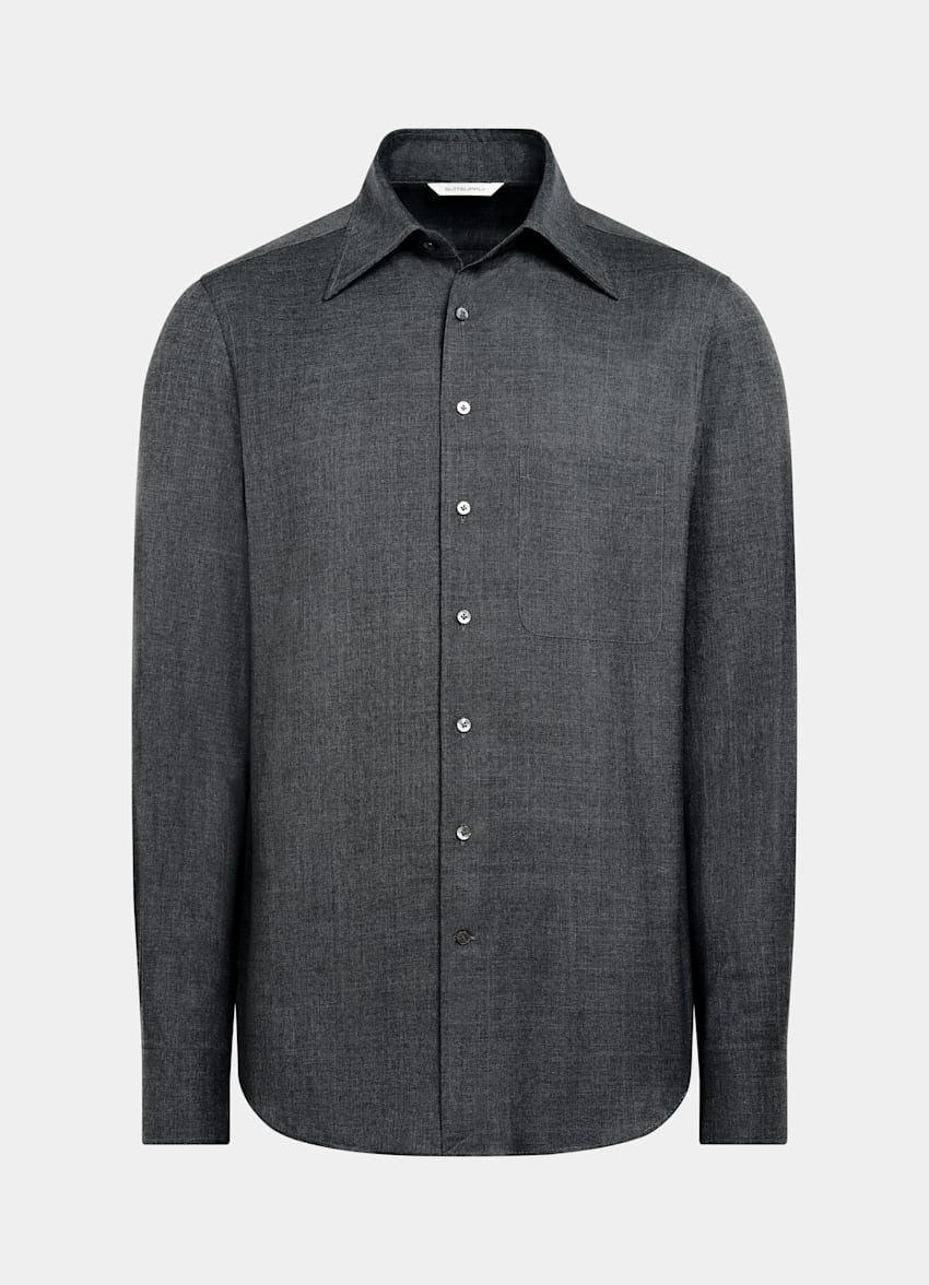 SUITSUPPLY Pure Wool by Vitale Barberis Canonico, Italy Dark Grey Wool Overshirt