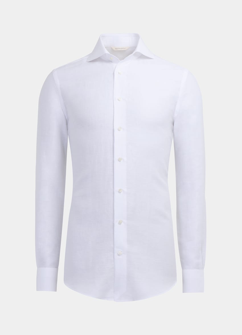 SUITSUPPLY Lin, coton - Leggiuno, Italie Chemise coupe très ajustée en twill blanche