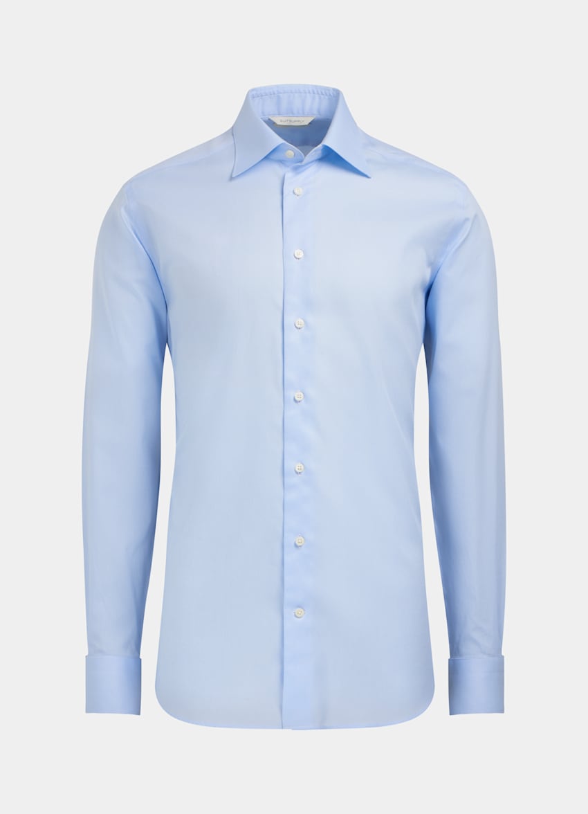 SUITSUPPLY Pure Traveller Baumwolle Royal Oxford Hemd hellblau in Slim Fit