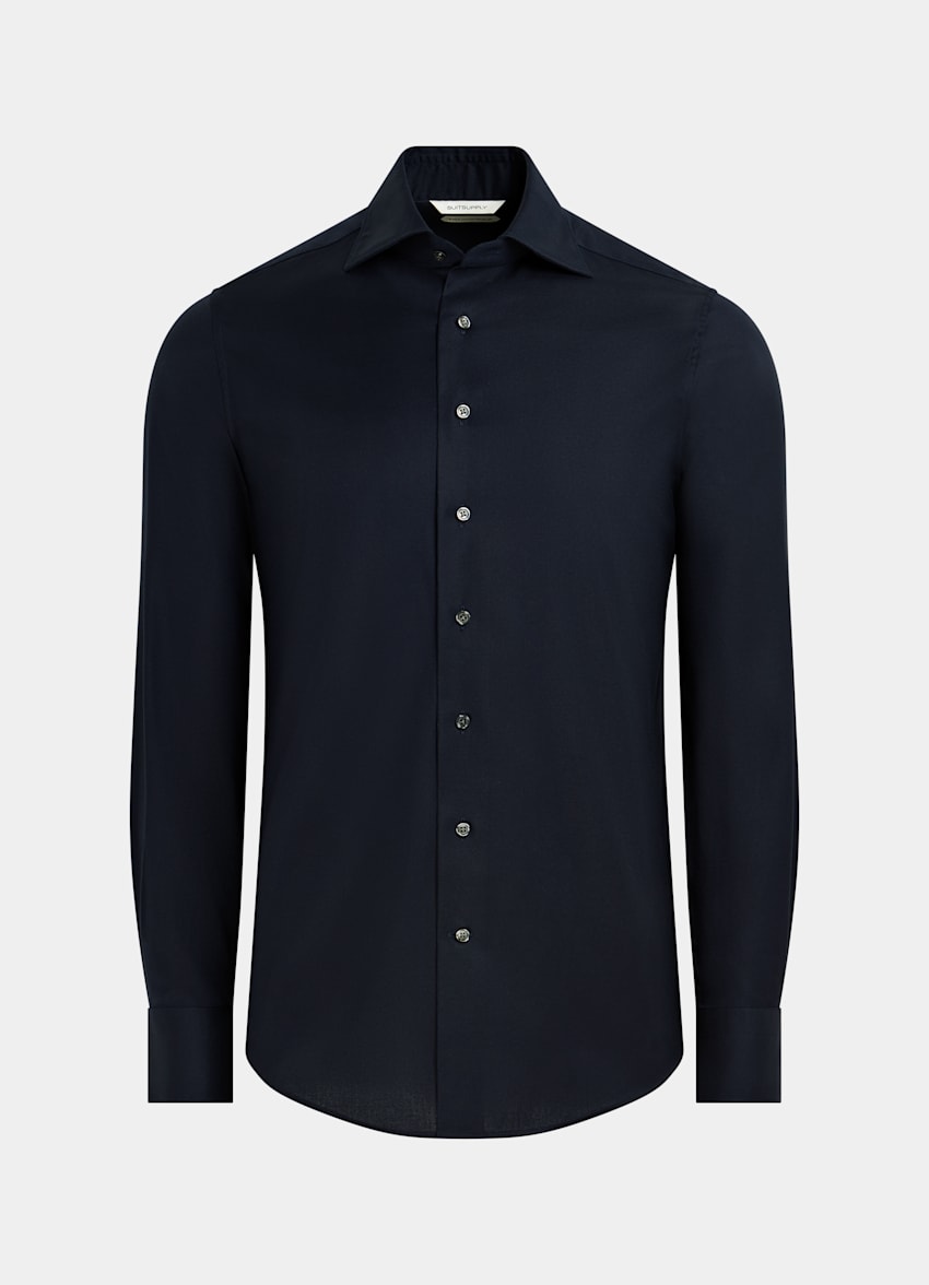 SUITSUPPLY Pure Cotton Traveller Navy Royal Oxford Slim Fit Shirt