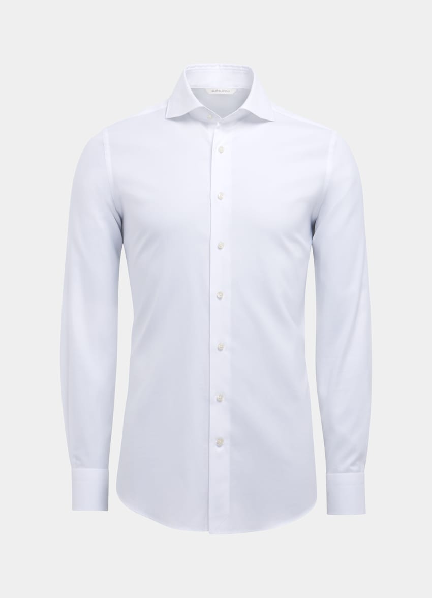 SUITSUPPLY 意大利 Albini 生产的埃及棉面料 白色斜纹特别修身剪裁衬衫