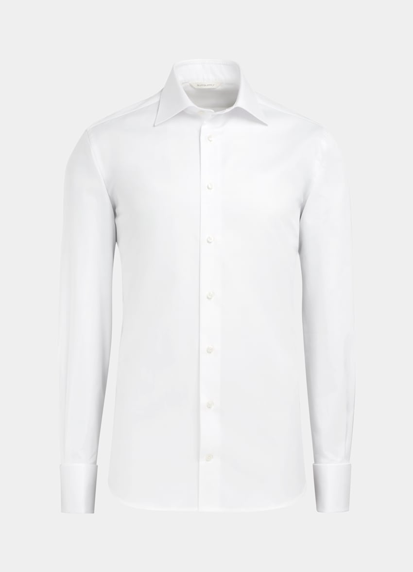 SUITSUPPLY Egyptian Cotton by Albini, Italy White Double Cuff Extra Slim Fit Shirt