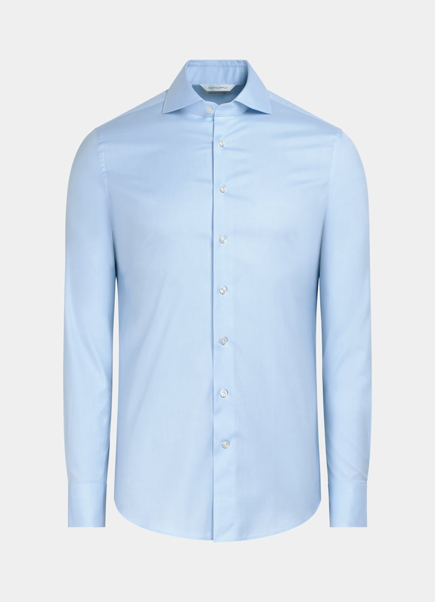 SUITSUPPLY Egyptian Cotton by Albini, Italy Light Blue Twill Extra Slim Fit Shirt