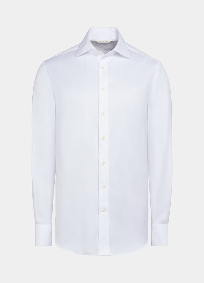 SUITSUPPLY Pima Cotton Traveller by Weba, Switzerland White Royal Oxford Slim Fit Shirt