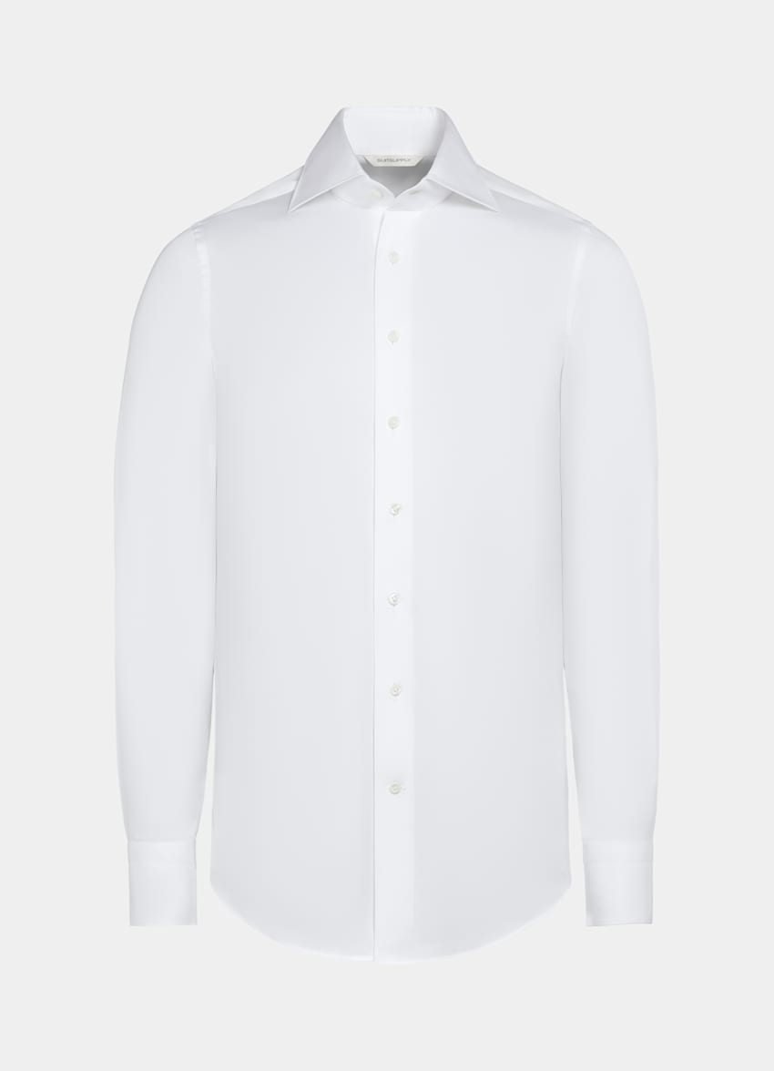 SUITSUPPLY Egyptian Cotton by Thomas Mason, Italy White Twill Slim Fit Shirt
