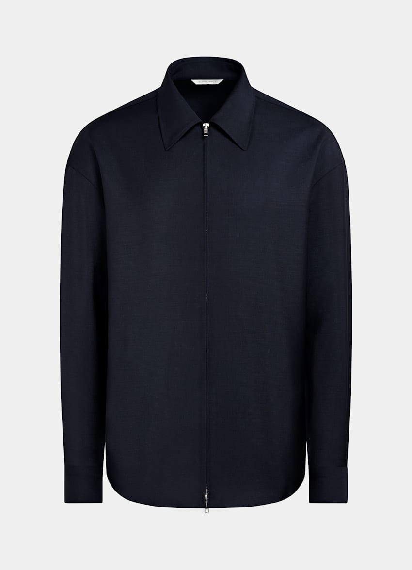 SUITSUPPLY Wool Mohair by Vitale Barberis Canonico, Italy Navy Wool Mohair Overshirt