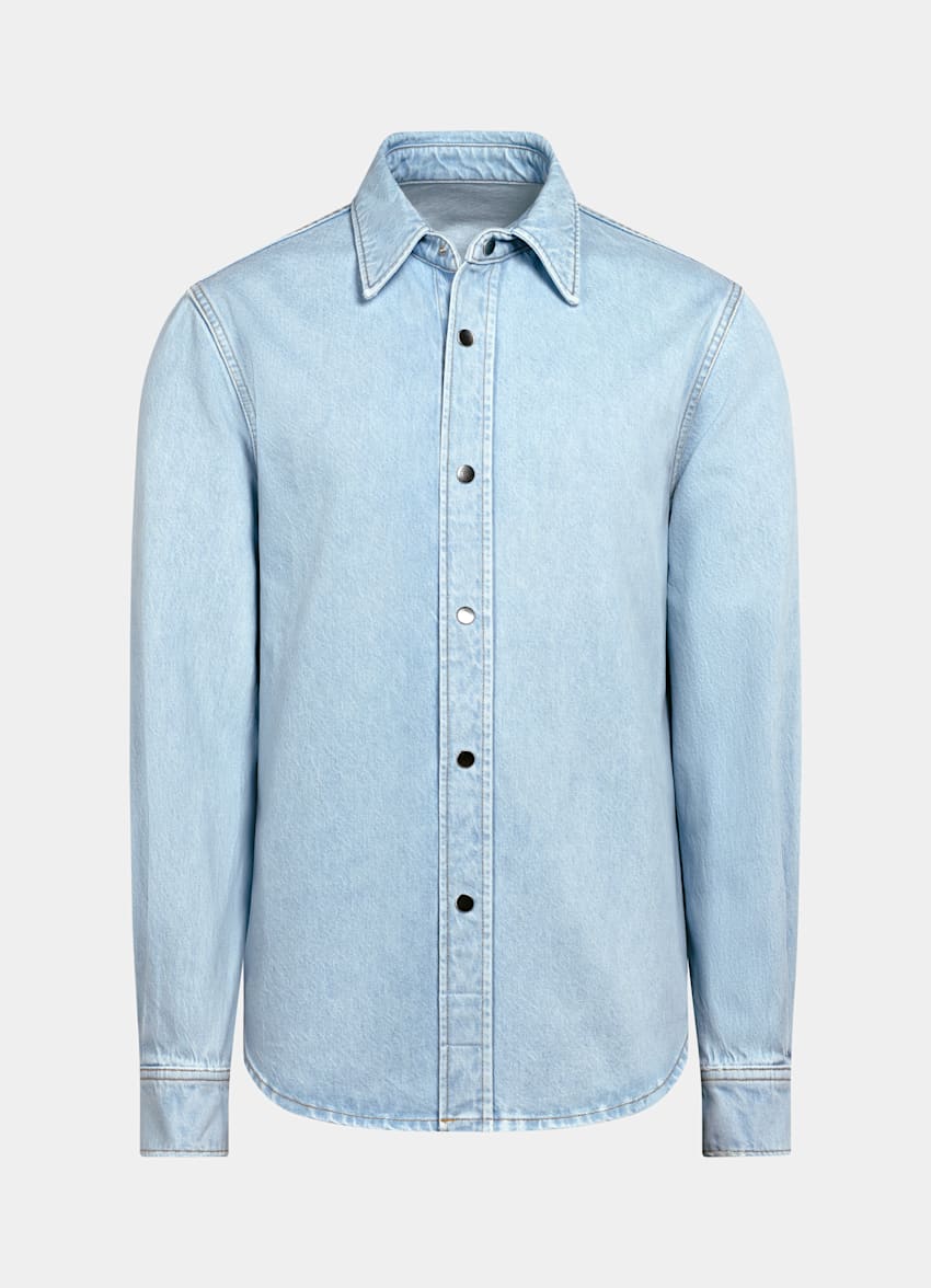 SUITSUPPLY Pure Cotton by Candiani, Italy Light Blue Cotton Shirt