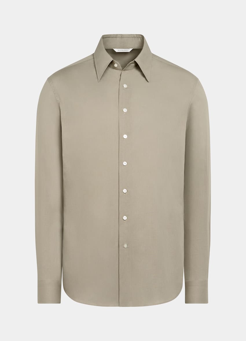 SUITSUPPLY Egyptian Cotton by Albini, Italy Mid Green Cotton Shirt