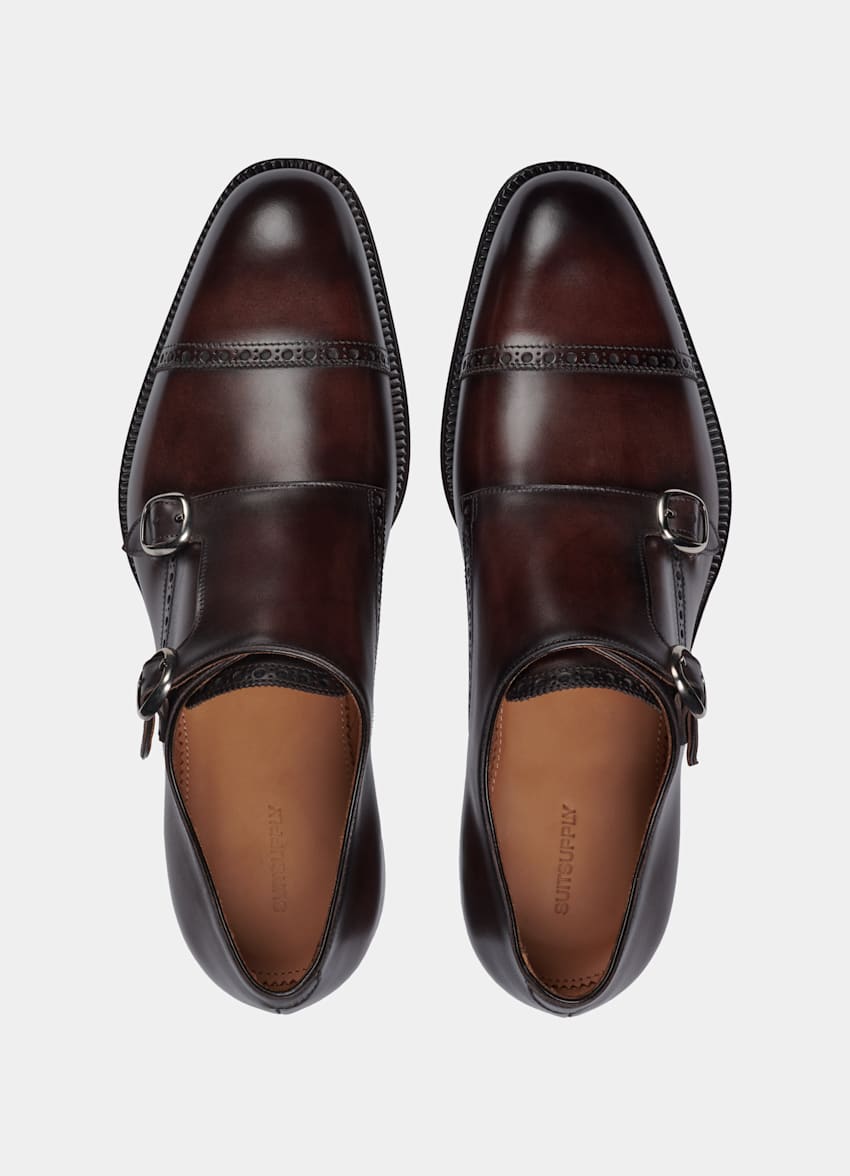 Brown Brogue Double Monk Strap in Calf Leather | SUITSUPPLY RO