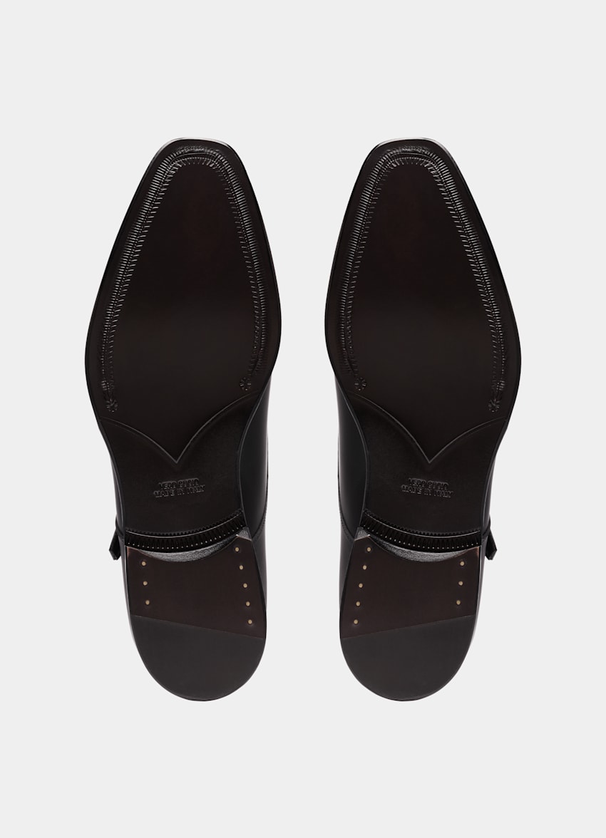 SUITSUPPLY Cuir de veau italien Chaussures double boucle noires