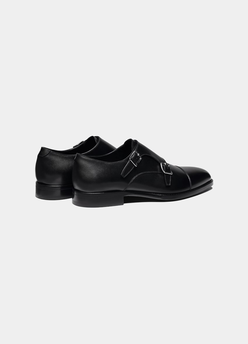 SUITSUPPLY Italian Calf Leather Black Double Monk Strap