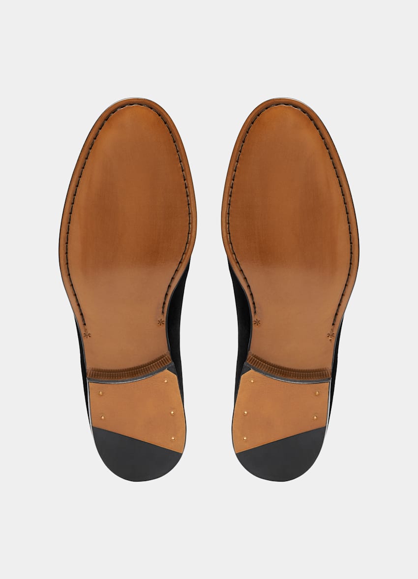 SUITSUPPLY Italian Calf Suede Black Penny Loafer