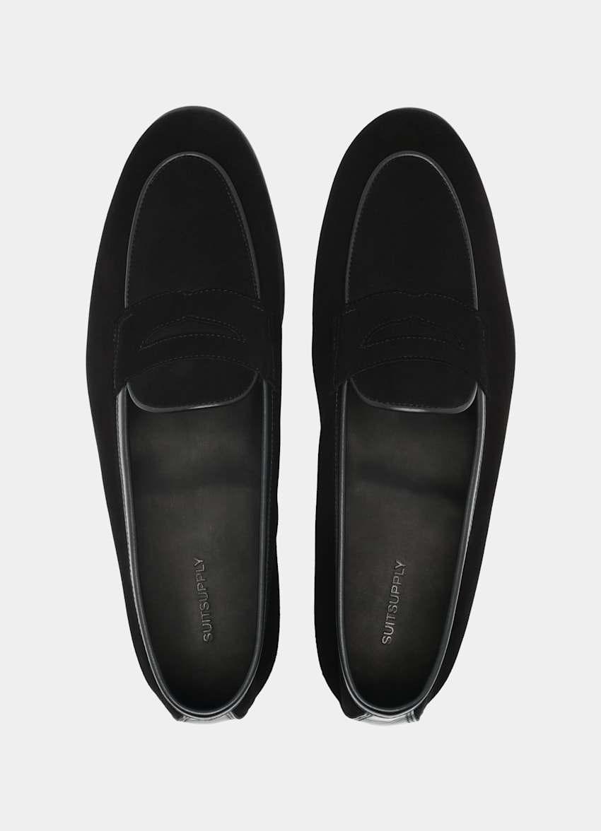 SUITSUPPLY Italian Calf Suede Black Loafer