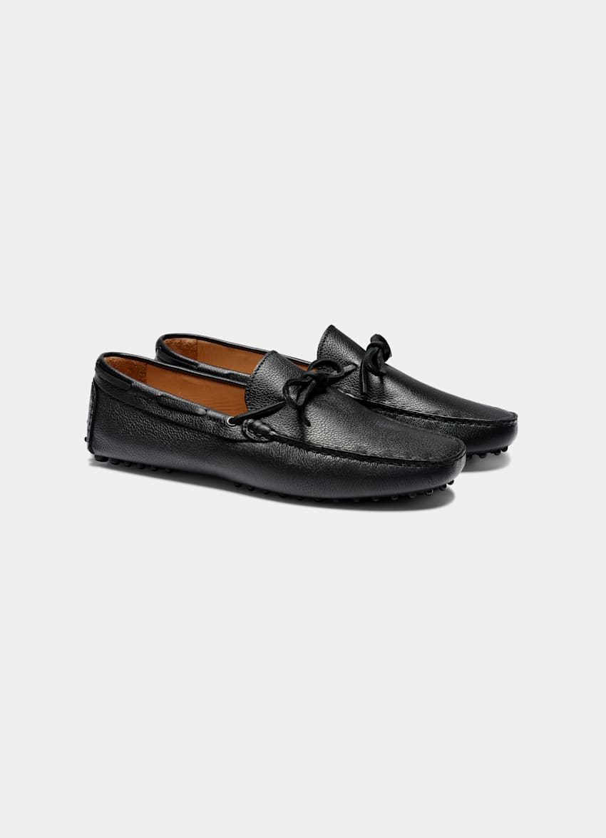 SUITSUPPLY Italian Calf Leather Black Driving Moccasins