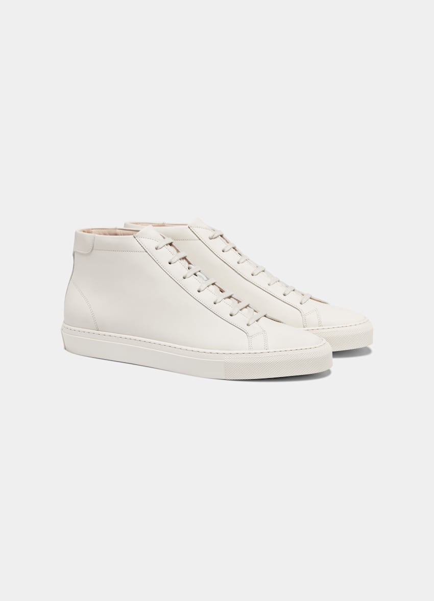 SUITSUPPLY Italian Calf Leather Off-White High Top Sneaker