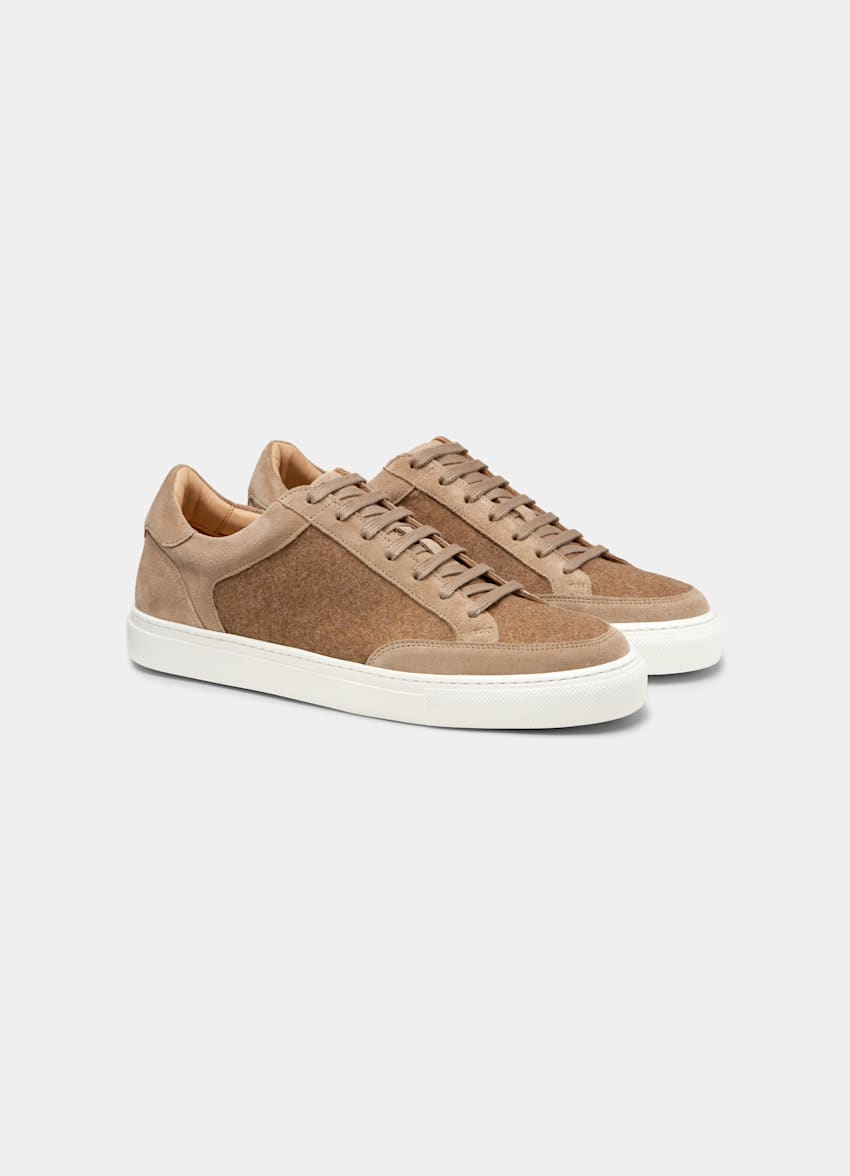 Light Brown Combi Sneaker | Suede & Wool | Suitsupply Online Store