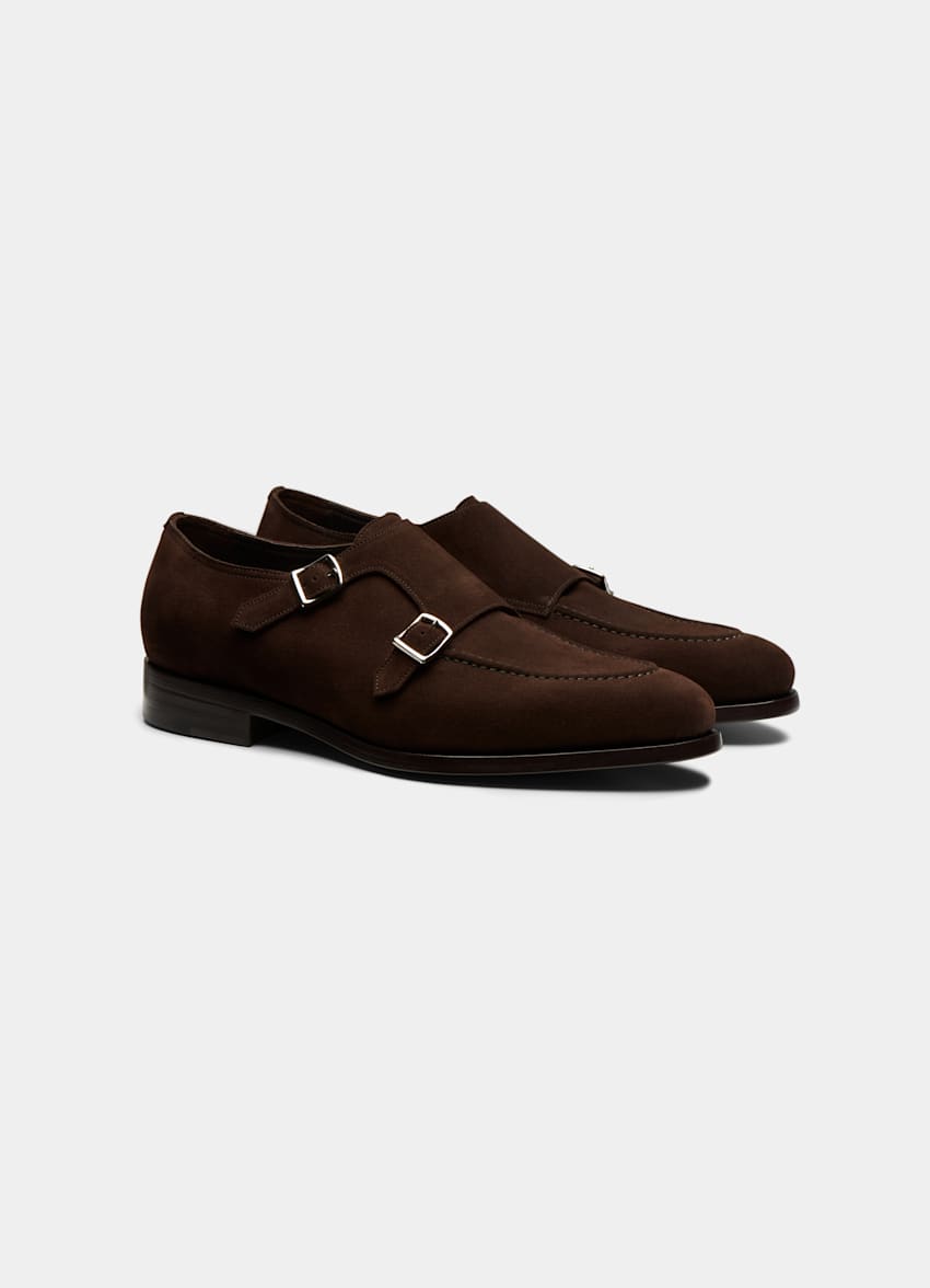 Brown Double Monk Strap | Calf Suede | Suitsupply Online Store