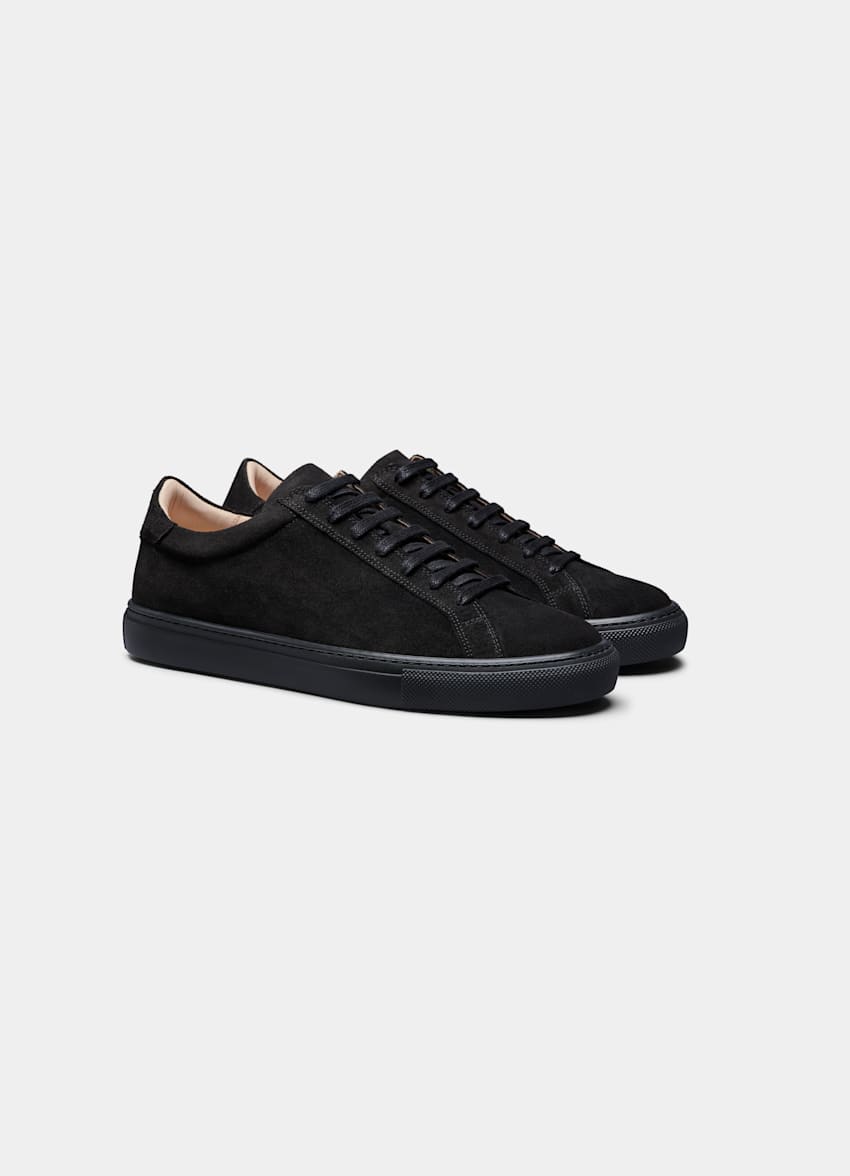 Black Monochrome Sneaker | Calf Suede | SUITSUPPLY