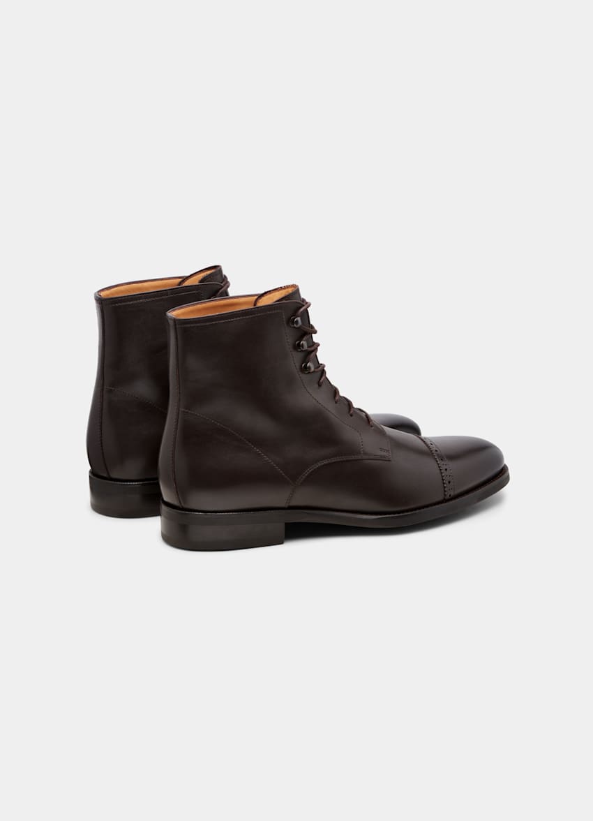 Brown Lace Up Boot In Calf Leather Suitsupply Us