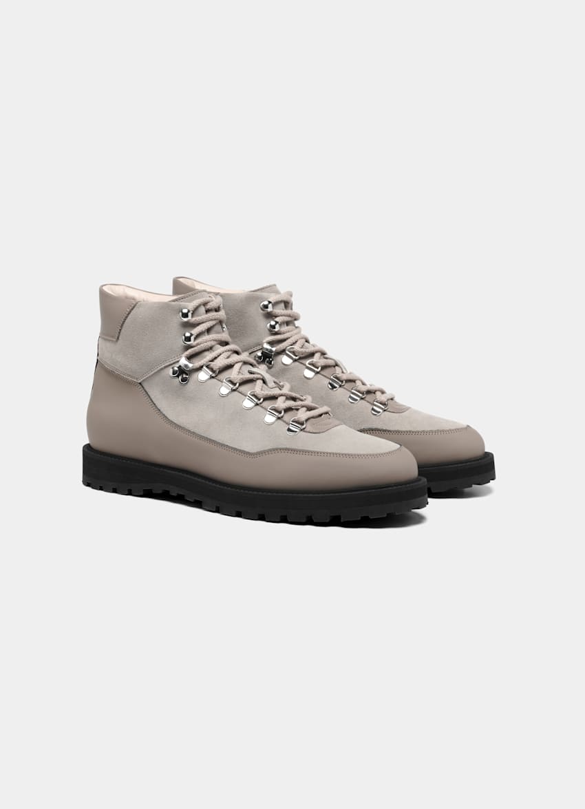 SUITSUPPLY Italian Calf Suede Sand Hiking Boot