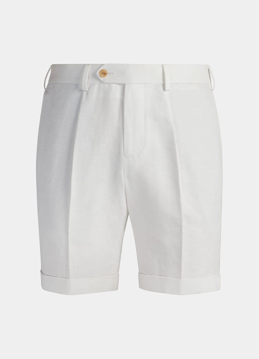 Off-White Pleated Bennington Shorts | Linen Cotton | Suitsupply Online ...