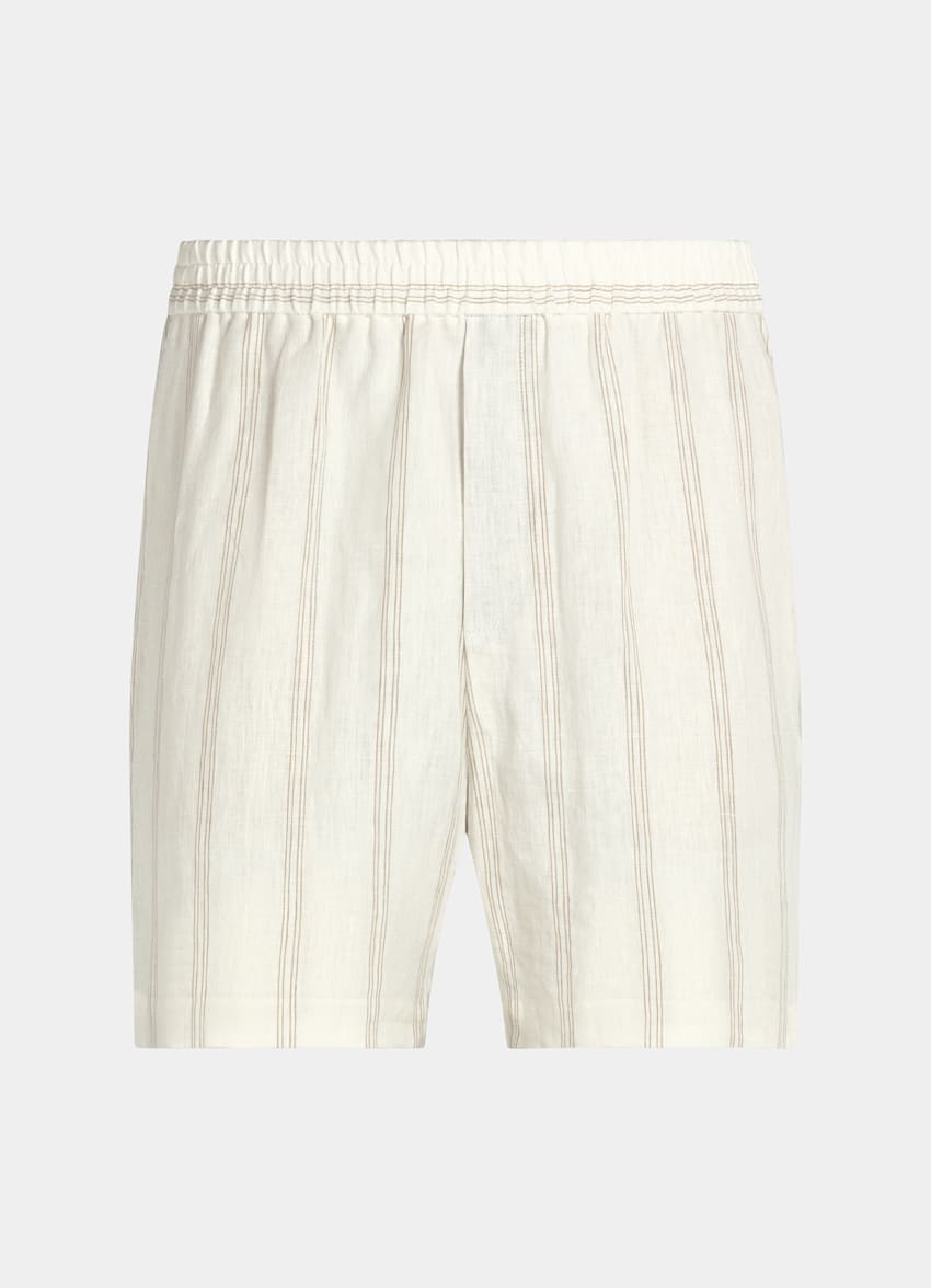 SUITSUPPLY Pure Linen - Subalpino, Italie Mid Brown Striped Straight Leg Shorts