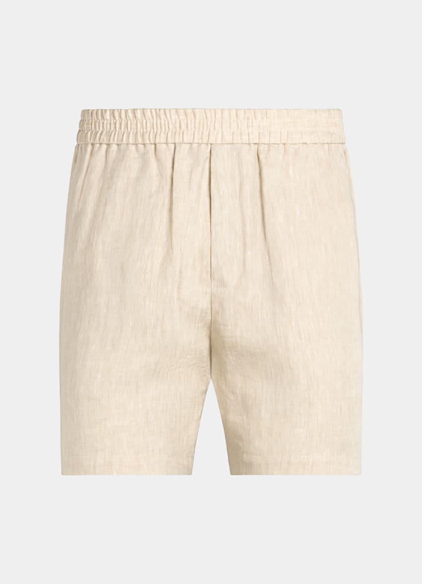 SUITSUPPLY Pure Linen by Di Sondrio, Italy Light Brown Straight Leg Shorts