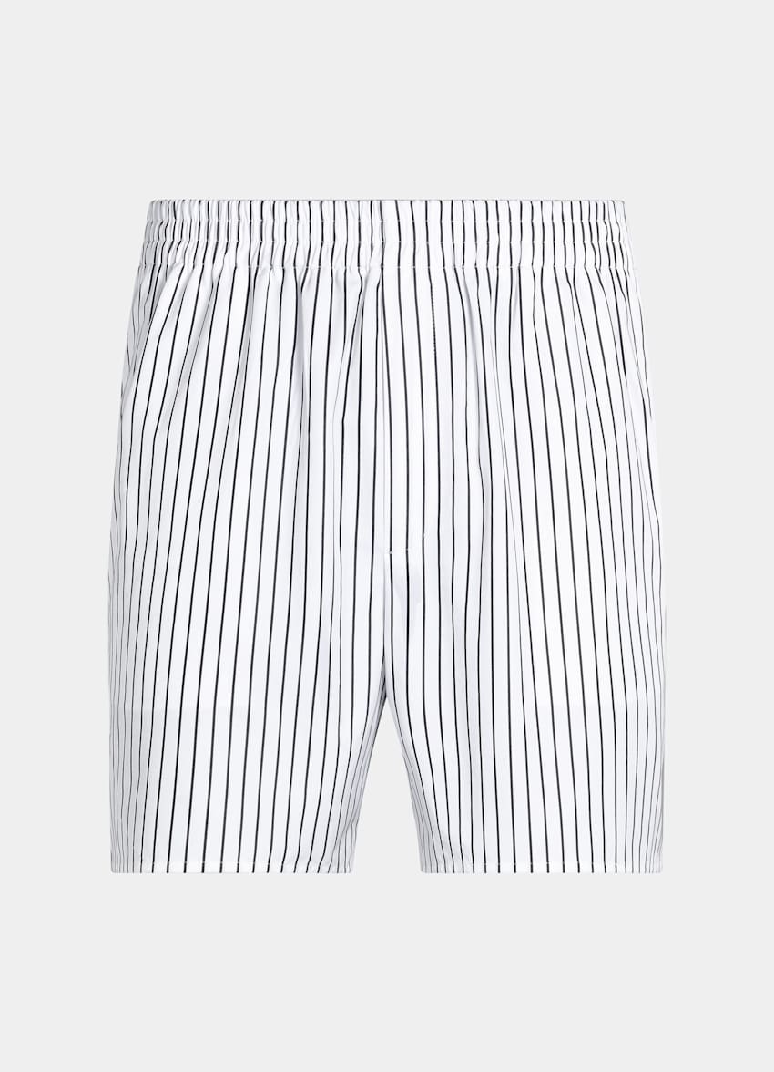 SUITSUPPLY Pure Cotton - Albini, Italie Black Striped Straight Leg Shorts