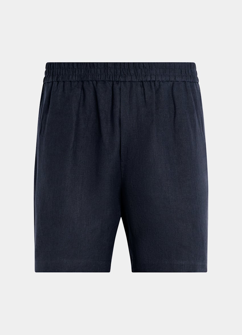 SUITSUPPLY Pure Linen by Di Sondrio, Italy Navy Straight Leg Shorts