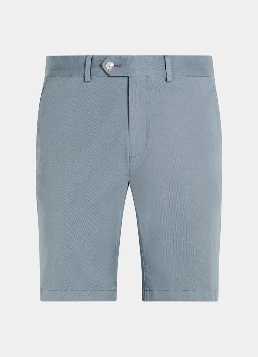 SUITSUPPLY Stretch Cotton by Cervotessile, Italy Mid Blue Slim Leg Chino Shorts