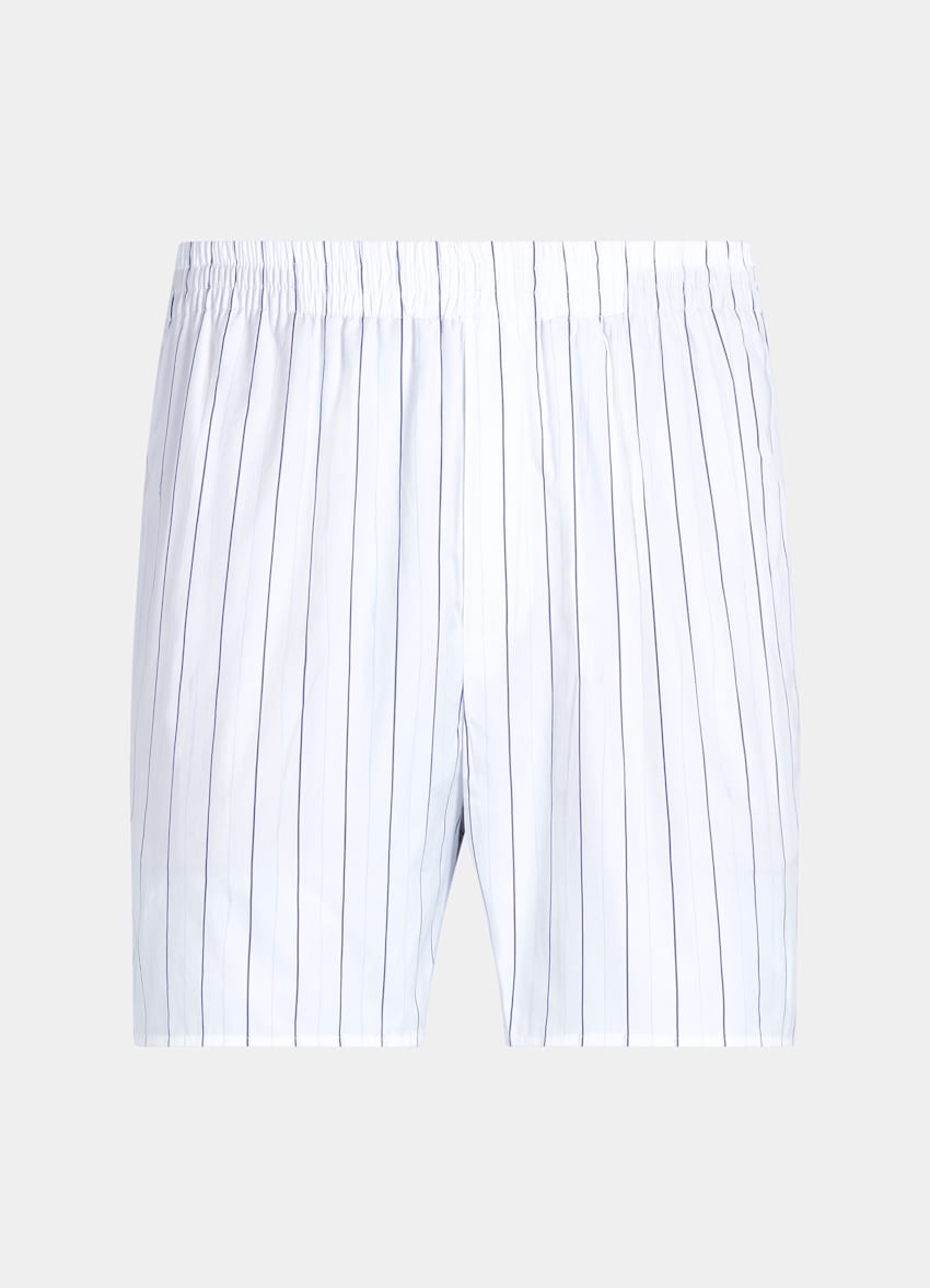 SUITSUPPLY Puur katoen van Alfatex, Itali&euml; Witte Gestreepte Shorts Straight Leg