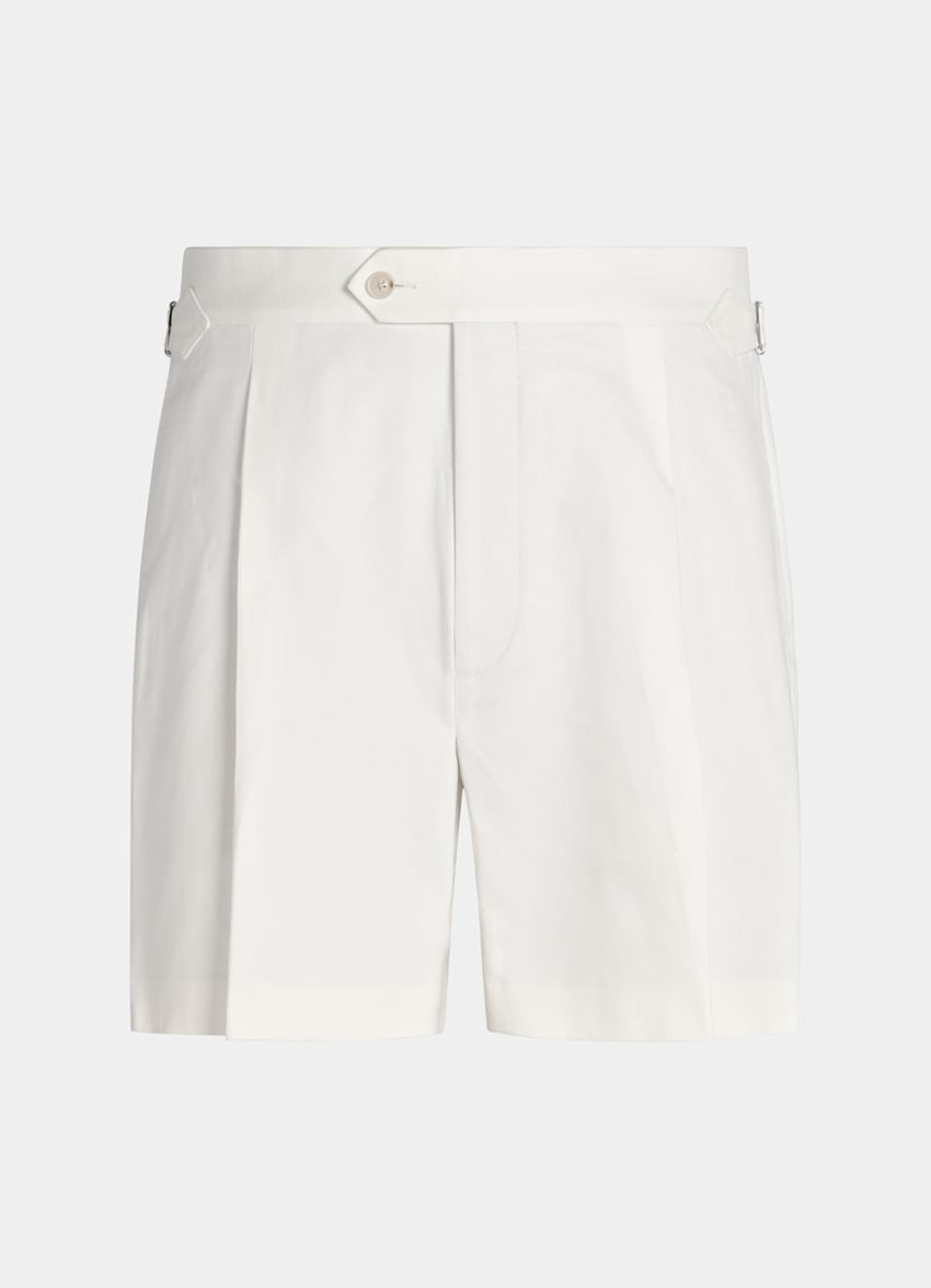 SUITSUPPLY Pure Cotton by Di Sondrio, Italy Off-White Pleated Duca Shorts