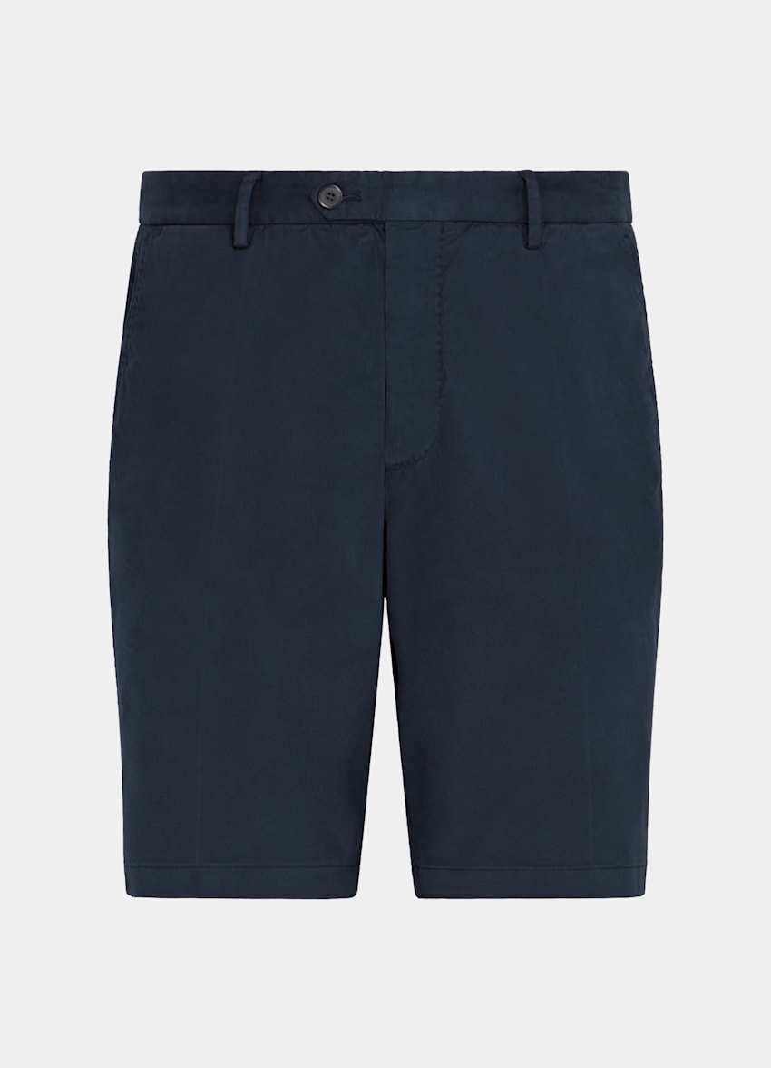 SUITSUPPLY 意大利 Di Sondrio 生产的弹力棉面料 藏青色修身裤型短裤