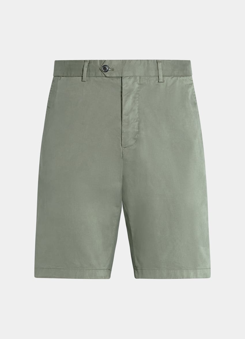 SUITSUPPLY Bomullsstretch från Di Sondrio, Italien Porto gröna shorts