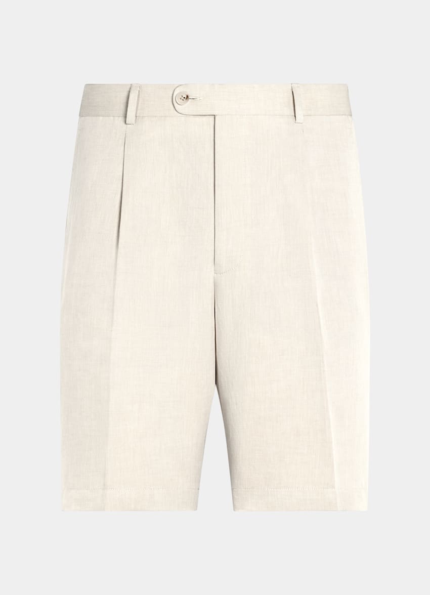 SUITSUPPLY Linen Cotton by Di Sondrio, Italy Sand Straight Leg Shorts