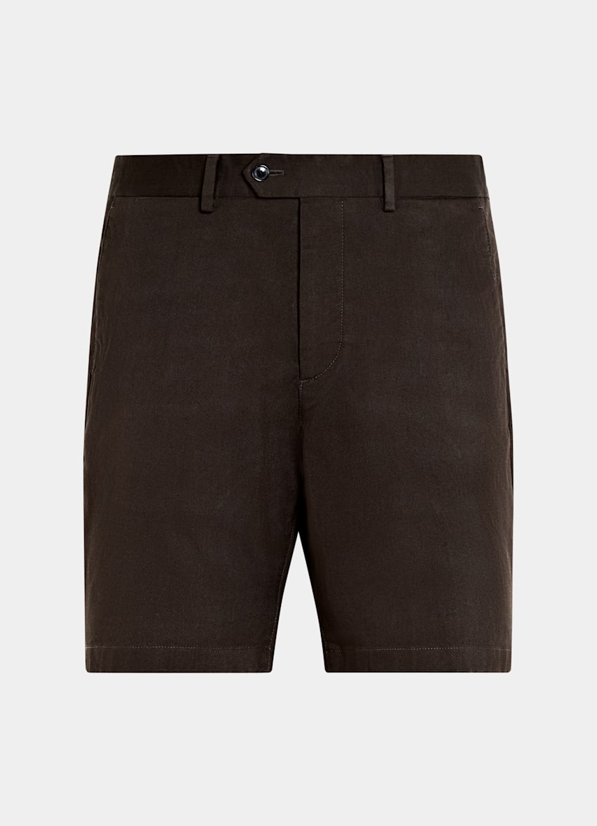 SUITSUPPLY Stretch Cotton by Cervotessile, Italy Dark Brown Slim Leg Chino Shorts