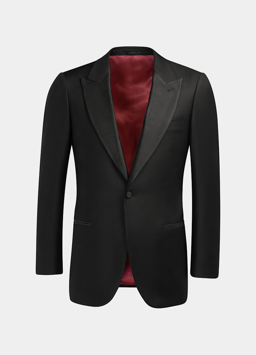 SUITSUPPLY Pure S110's Wool by Vitale Barberis Canonico, Italy  Black Tailored Fit Lazio Tuxedo