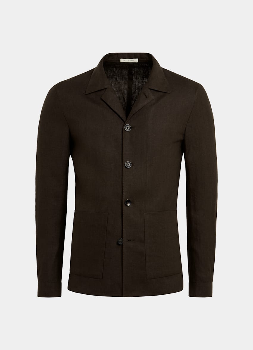 SUITSUPPLY Rent linne från Baird McNutt, Storbritannien Ledig mörkbrun kostym