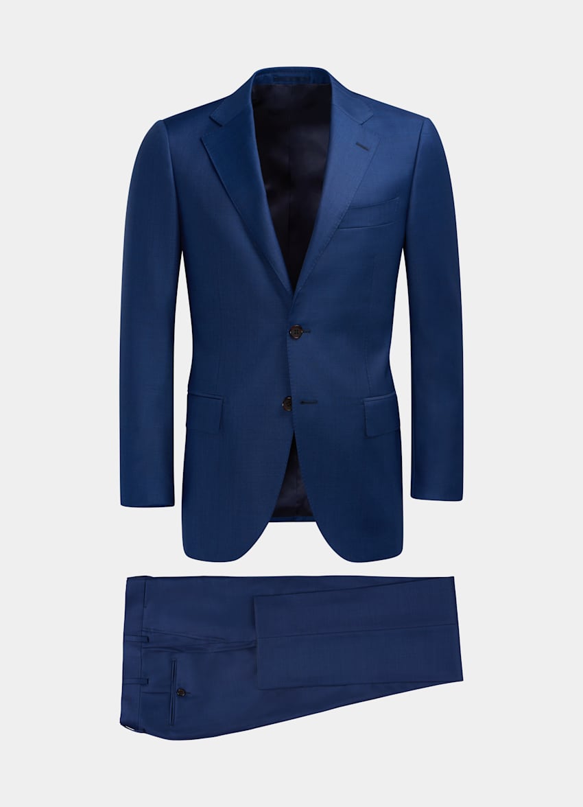 SUITSUPPLY Pure S110's Wool by Vitale Barberis Canonico, Italy Mid Blue Lazio Suit 