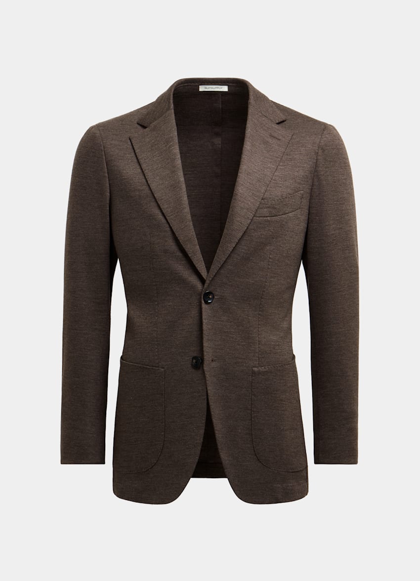 SUITSUPPLY Knitted Wool Cotton by Dondi, Italy Mid Brown Lazio Suit