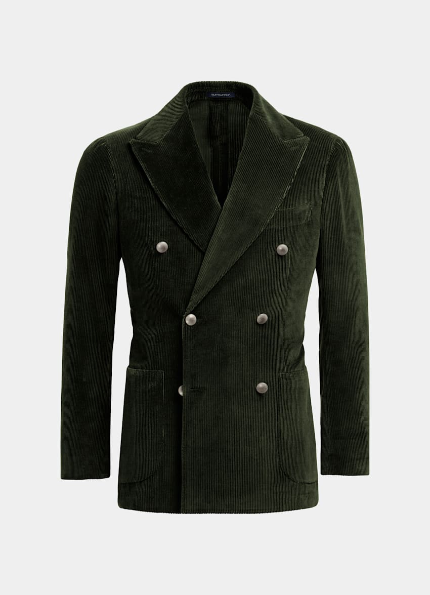SUITSUPPLY Pure Cotton Corduroy by Pontoglio, Italy Dark Green Havana Suit