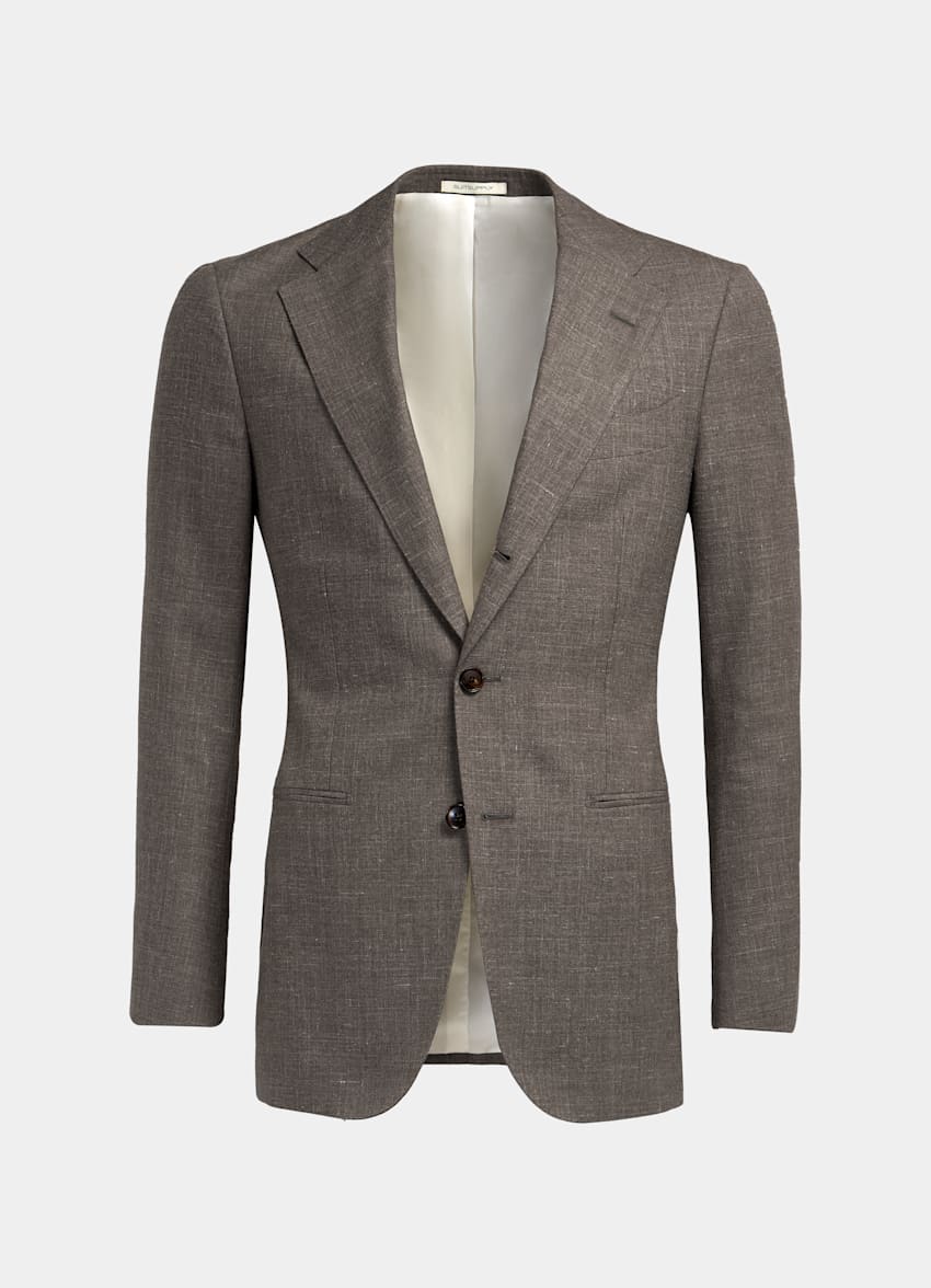 Taupe Custom Made Suit Wool Silk Linen Single Breasted Suitsupply