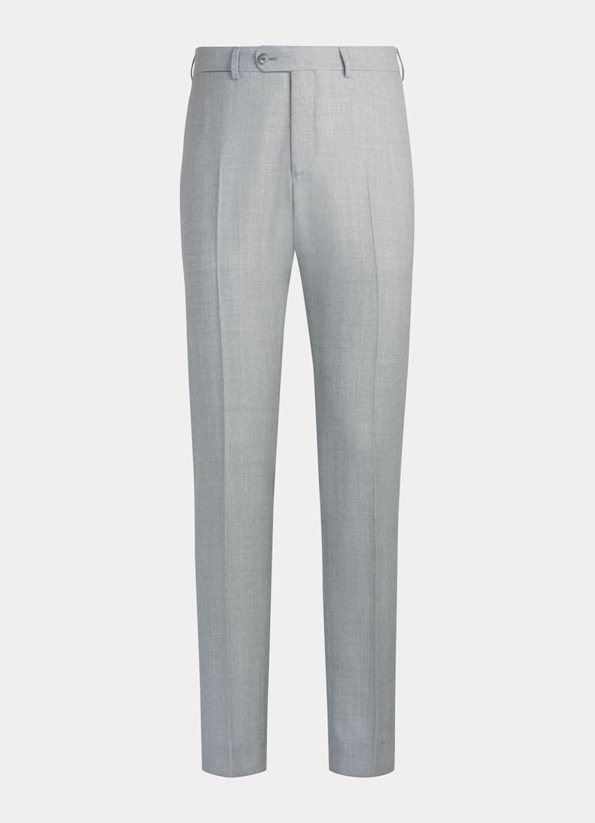 SUITSUPPLY All Season Pure Wool by Vitale Barberis Canonico, Italy Light Grey Tailored Fit Havana Suit