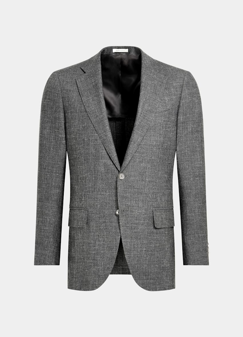 SUITSUPPLY Wool Silk Linen by E.Thomas, Italy Mid Grey Three-Piece Lazio Suit
