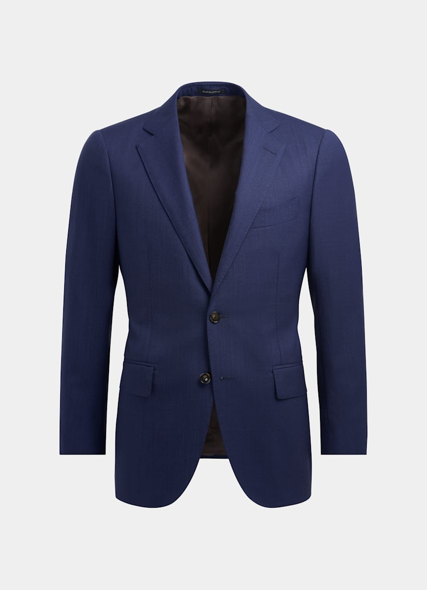 SUITSUPPLY Pure Tropical Wool by Vitale Barberis Canonico, Italy Mid Blue Three-Piece Lazio Suit