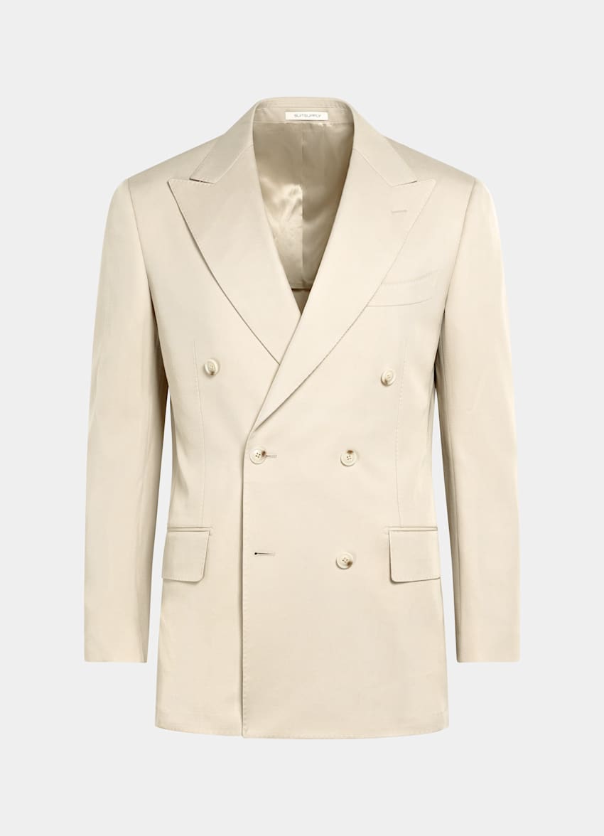 SUITSUPPLY All Season Pure S120's Wool by E.Thomas, Italy Sand Tailored Fit Milano Suit